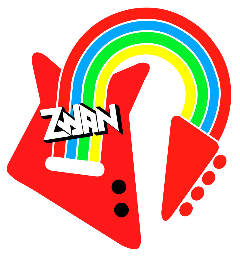 Billy Corgan in a rainbow shirt on stage with Zwan
